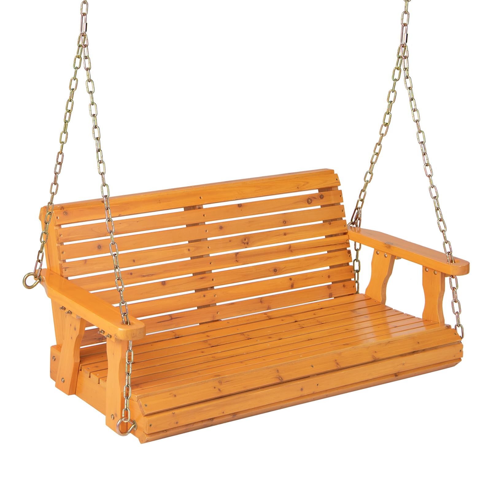 Tangkula 2 Person Hanging Porch Swing, Outdoor Bench Swing with Adjustable Chains